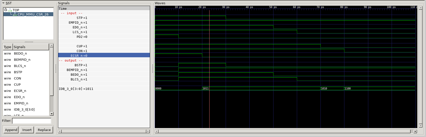 Screenshot from GTKWave
