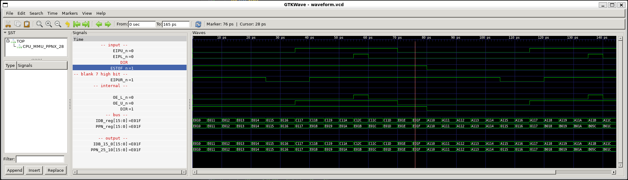 Screenshot from GTKWave
