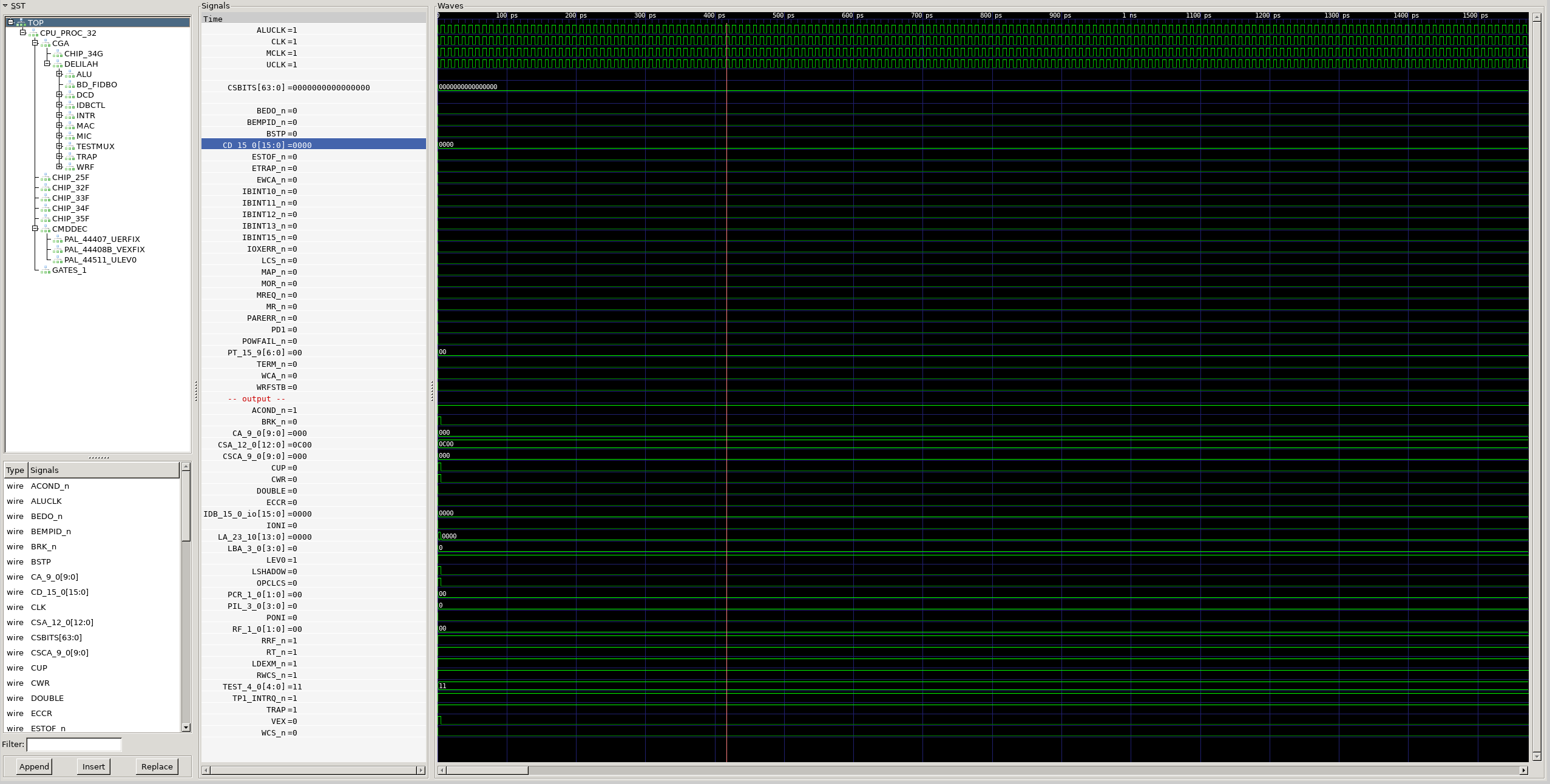 Screenshot from GTKWave