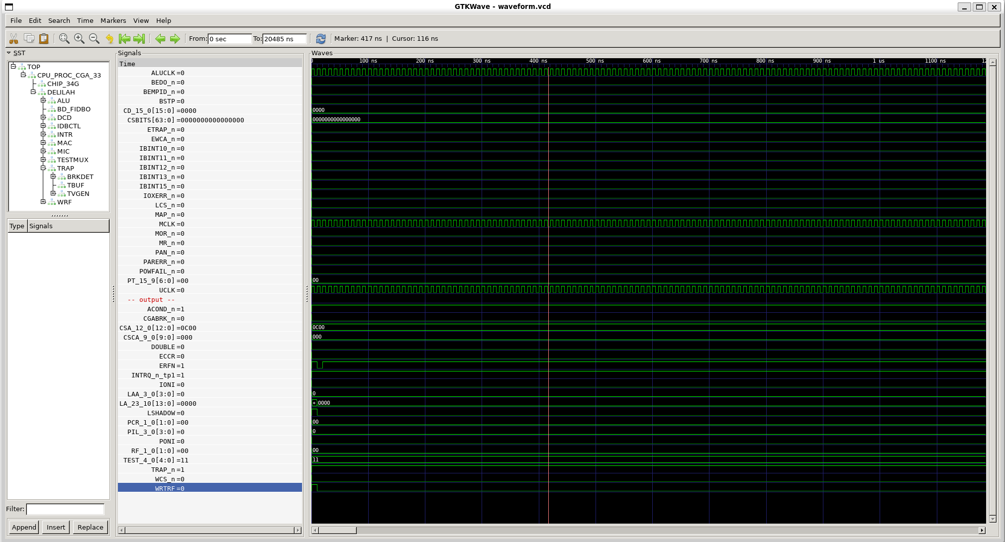 Screenshot from GTKWave
