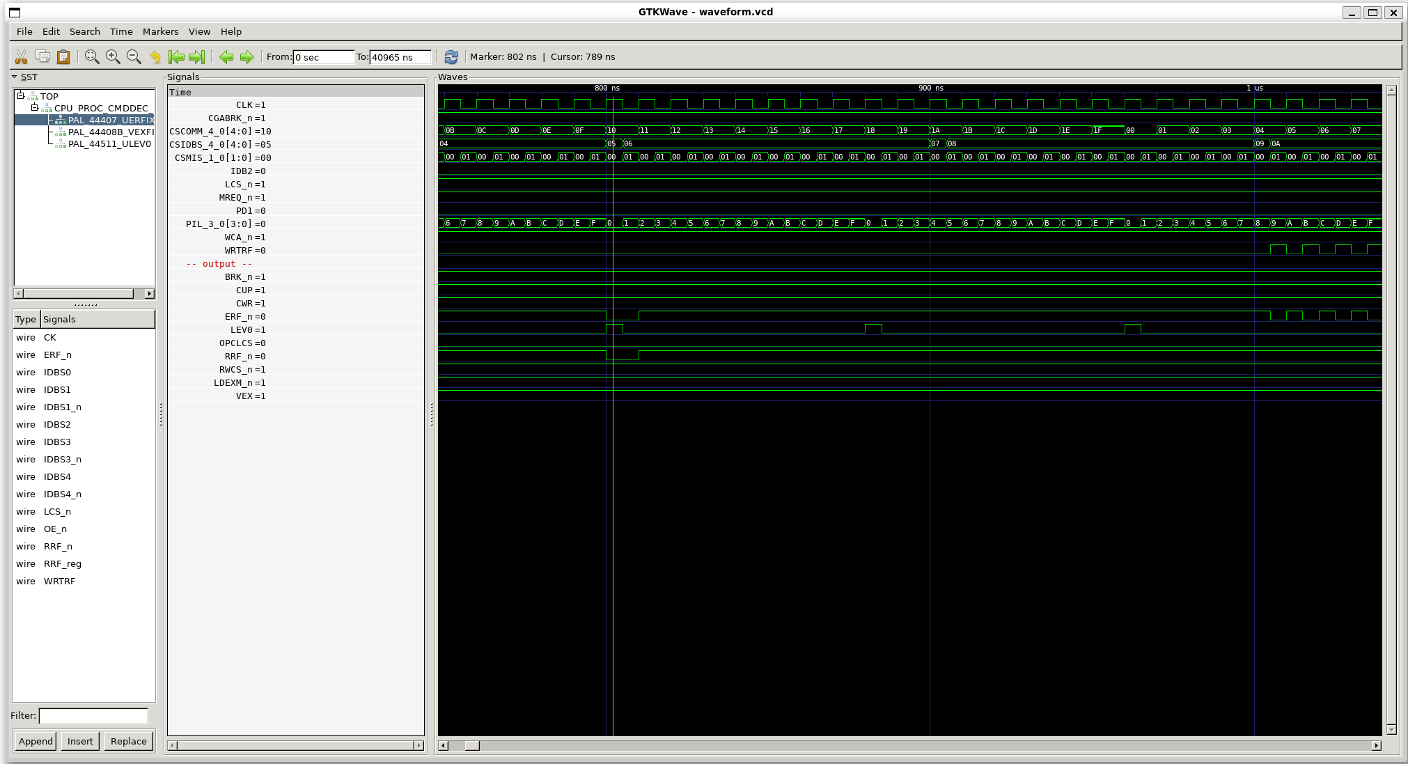 Screenshot from GTKWave
