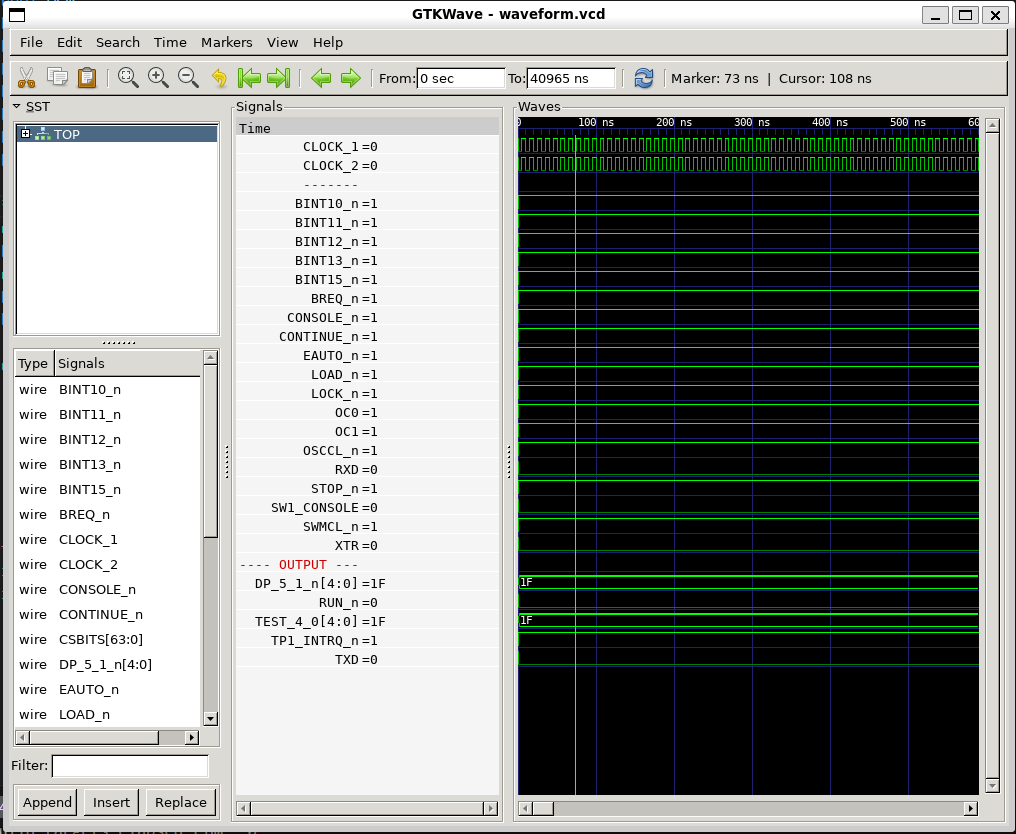 Screenshot from GTKWave