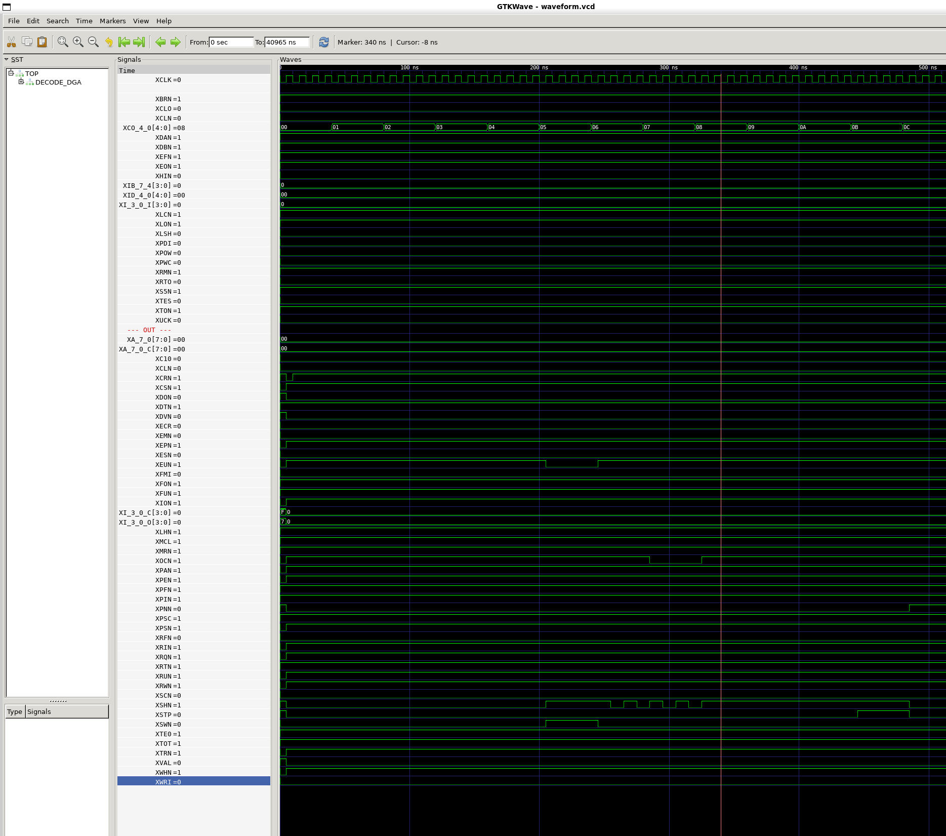 Screenshot from GTKWave